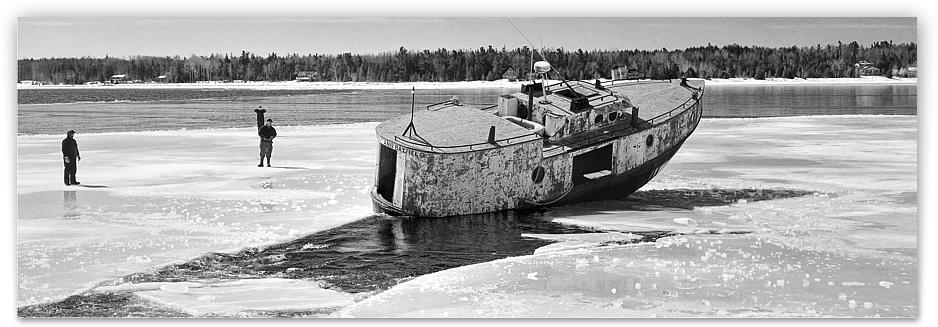 The ice was thick this winter and took many hours to ram a channel through