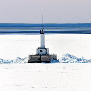 Grays Reef Light Winter Aerial Photo
